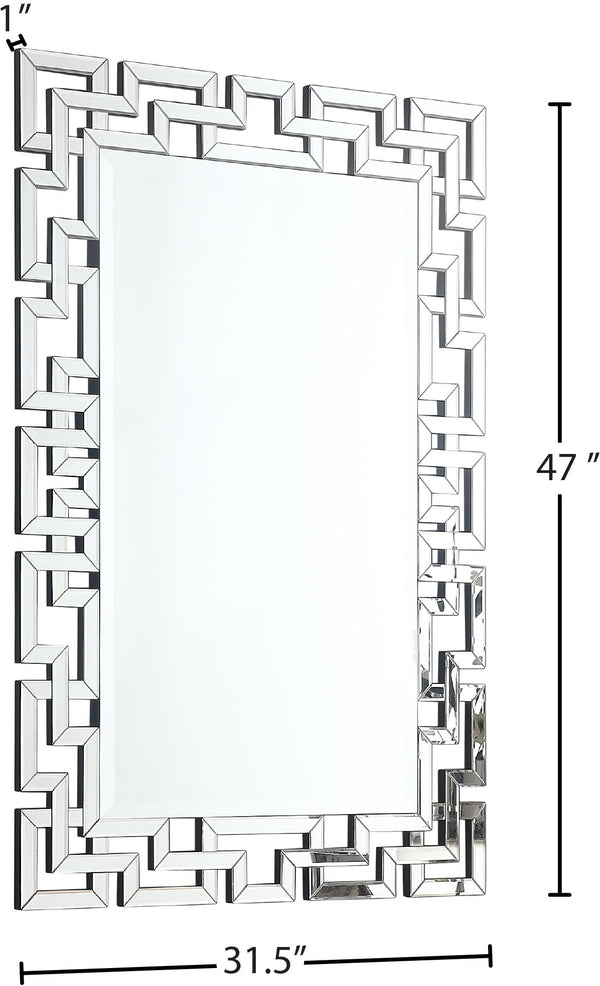 Aria Glass / Engineered Wood Contemporary  Mirror - 31.5" W x 1" D x 47" H