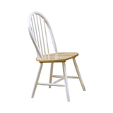 Casual Two-Tone Spindle Back Chairs Set of 4 - Natural Brown & White, Rustic Dining Decor Upgrade