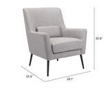 Zuo Modern Ontario 100% Polyester, Plywood, Steel Modern Commercial Grade Accent Chair Gray, Black 100% Polyester, Plywood, Steel