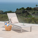 Cape Coral Gray Outdoor Mesh Chaise Lounge Noble House