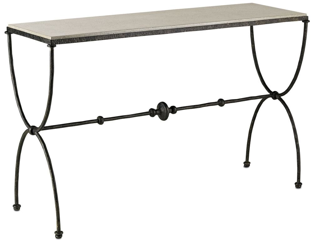 Agora Console Table - Rustic Bronze Iron Frame with Polished Concrete Top | Elegant, Versatile Décor