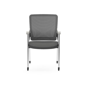 Pascal Visitor Chair in Gray with White Back Frame/Arm Pads and Chromed Steel Frame/Legs - Set of 1