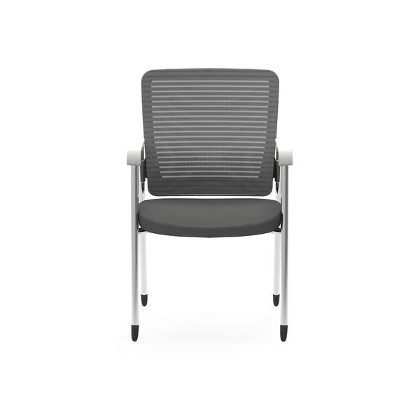 Pascal Visitor Chair in Gray with White Back Frame/Arm Pads and Chromed Steel Frame/Legs - Set of 1