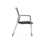 Pascal Visitor Chair in Gray with White Back Frame/Arm Pads and Chromed Steel Frame/Legs - Set of 1