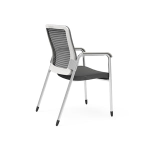 Pascal Visitor Chair in Gray with White Back Frame/Arm Pads and Chromed Steel Frame/Legs - Set of 1
