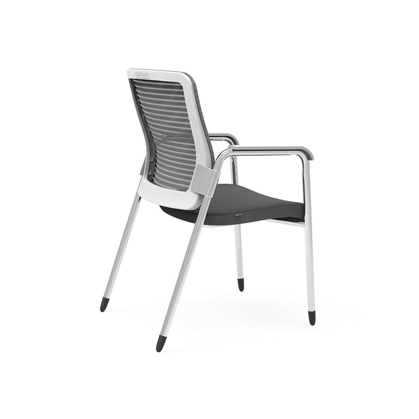 Pascal Visitor Chair in Gray with White Back Frame/Arm Pads and Chromed Steel Frame/Legs - Set of 1