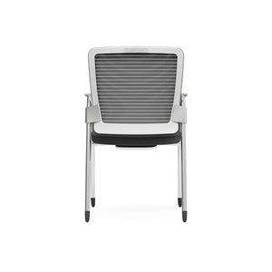 Pascal Visitor Chair in Gray with White Back Frame/Arm Pads and Chromed Steel Frame/Legs - Set of 1