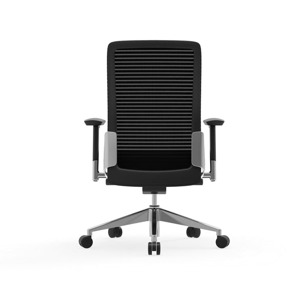 Pascal Office Chair in Black with Polished Aluminum Accents
