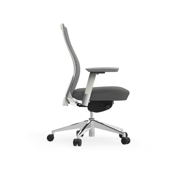Pascal Office Chair in Gray with White Frame and Polished Aluminum Accents