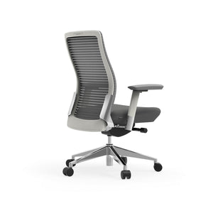 Pascal Office Chair in Gray with White Frame and Polished Aluminum Accents