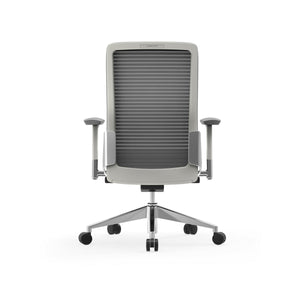 Pascal Office Chair in Gray with White Frame and Polished Aluminum Accents