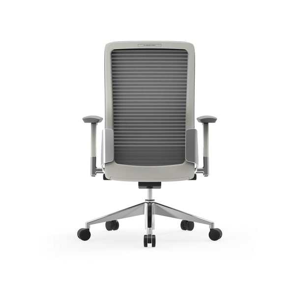 Pascal Office Chair in Gray with White Frame and Polished Aluminum Accents