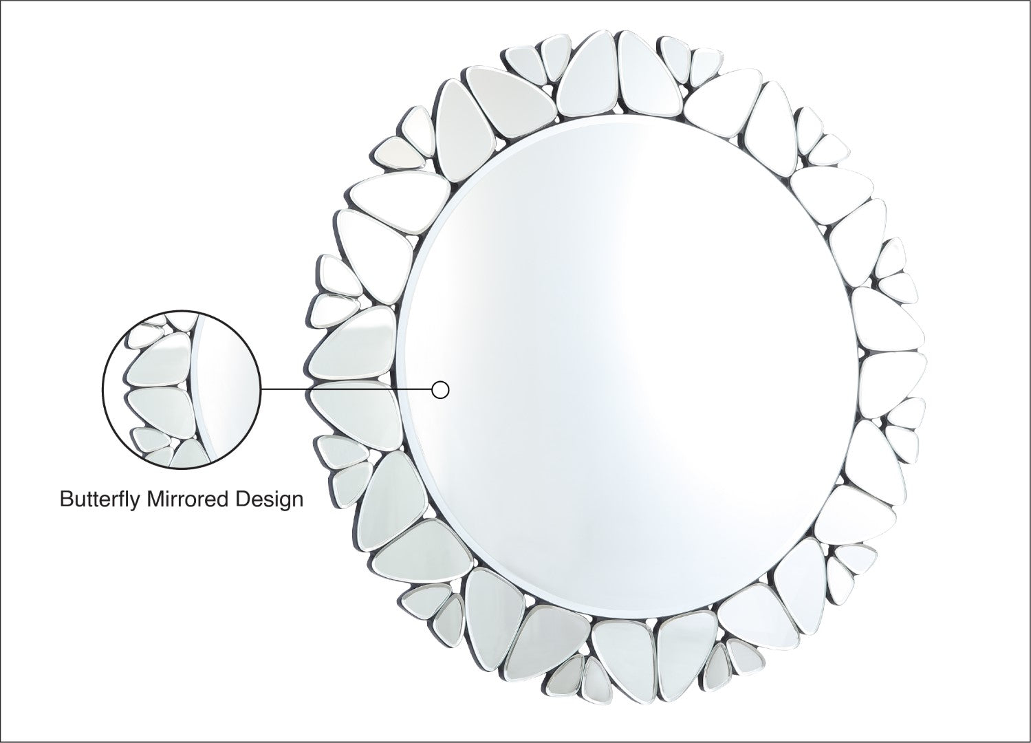 Cocoon Large Butterfly Mirrored Contemporary Glass Wall Mirror - Thumbnail 4