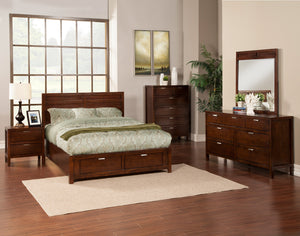 Alpine Furniture Carmel Full Size Storage Bed, Cappuccino JR-08F Cappuccino Select Solids and Veneer 58 x 82 x 46