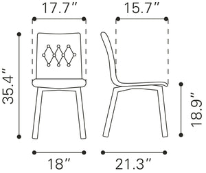 Zuo Modern Orebro 100% Polyester, Plywood, Birch Wood Mid Century Commercial Grade Dining Chair Set - Set of 2 Pea Green, Brown 100% Polyester, Plywood, Birch Wood