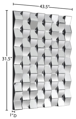 Ziggy Glass / Engineered Wood Contemporary  Mirror - 43.5" W x 1" D x 31.5" H