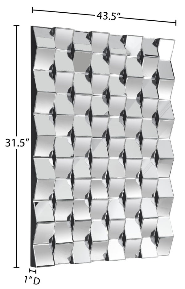 Ziggy Glass / Engineered Wood Contemporary  Mirror - 43.5" W x 1" D x 31.5" H