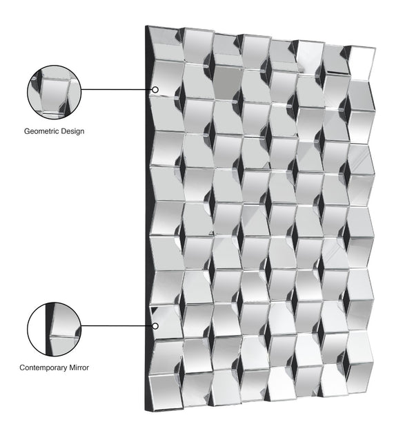 Ziggy Glass / Engineered Wood Contemporary  Mirror - 43.5" W x 1" D x 31.5" H