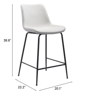 Zuo Modern Byron 100% Polyurethane, Plywood, Steel Modern Commercial Grade Counter Stool White, Black 100% Polyurethane, Plywood, Steel