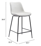 Zuo Modern Byron 100% Polyurethane, Plywood, Steel Modern Commercial Grade Counter Stool White, Black 100% Polyurethane, Plywood, Steel