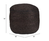 Zuo Modern Lillian Jute, Polystyrene Modern Commercial Grade Ottoman Black Jute, Polystyrene