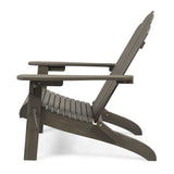 Hollywood Outdoor Foldable Acacia Wood Adirondack Chair, Gray Finish
