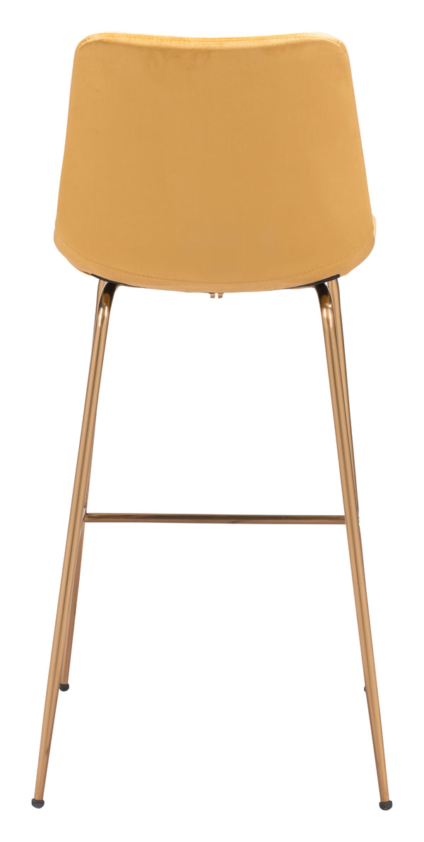 Zuo Modern Tony 100% Polyester, Plywood, Steel Modern Commercial Grade Barstool Yellow, Gold 100% Polyester, Plywood, Steel