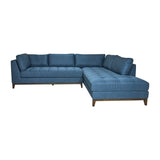 Sagebrook Home Contemporary Modern, Raf Fixed Corner Sofa, Blu/gray Kd 17080 Blue Rubber Wood