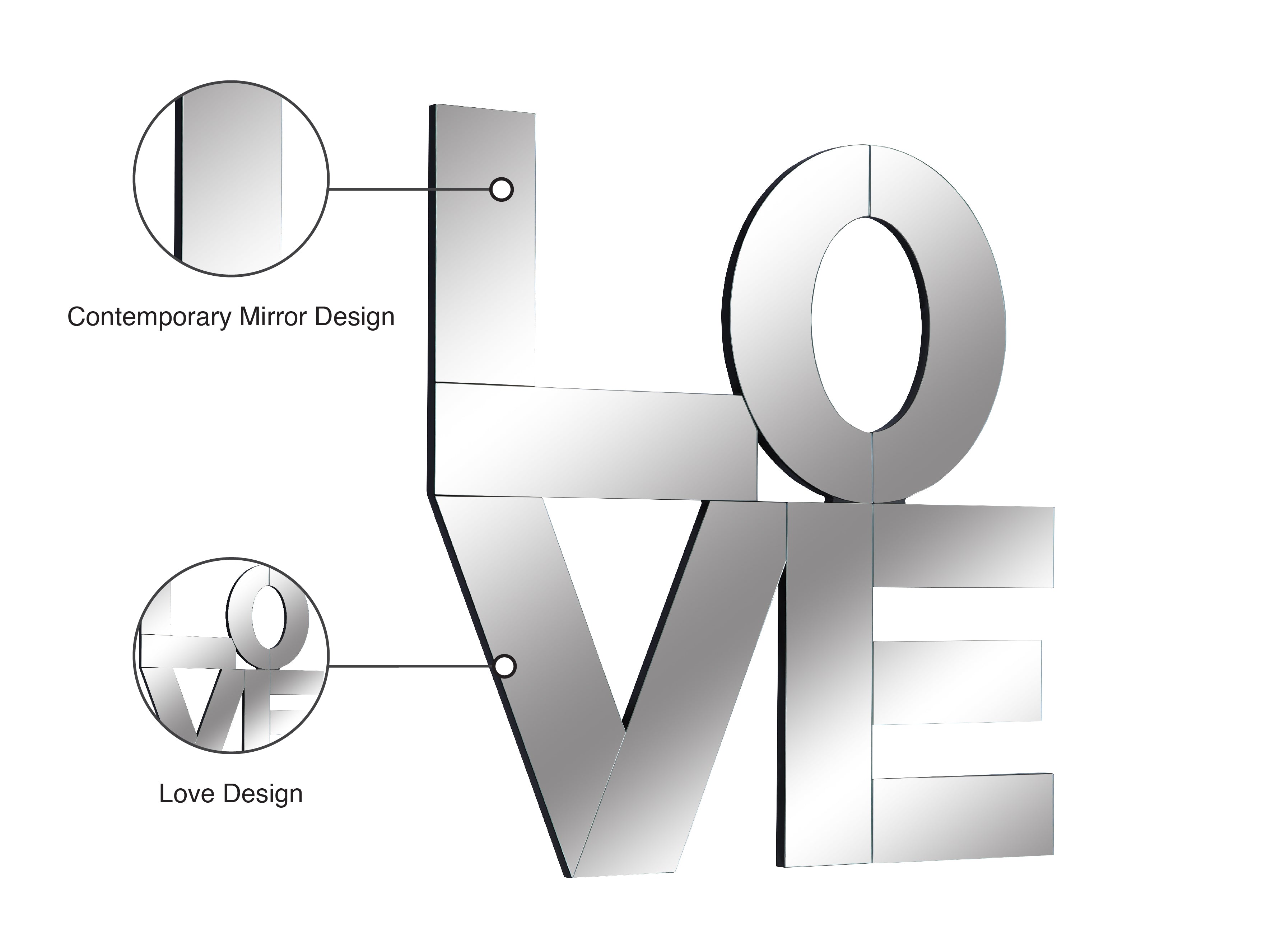 Meridian Furniture Love Glass Mirror - Thumbnail 5