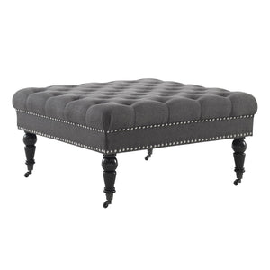 Isabelle Charcoal Square Tufted Ottoman