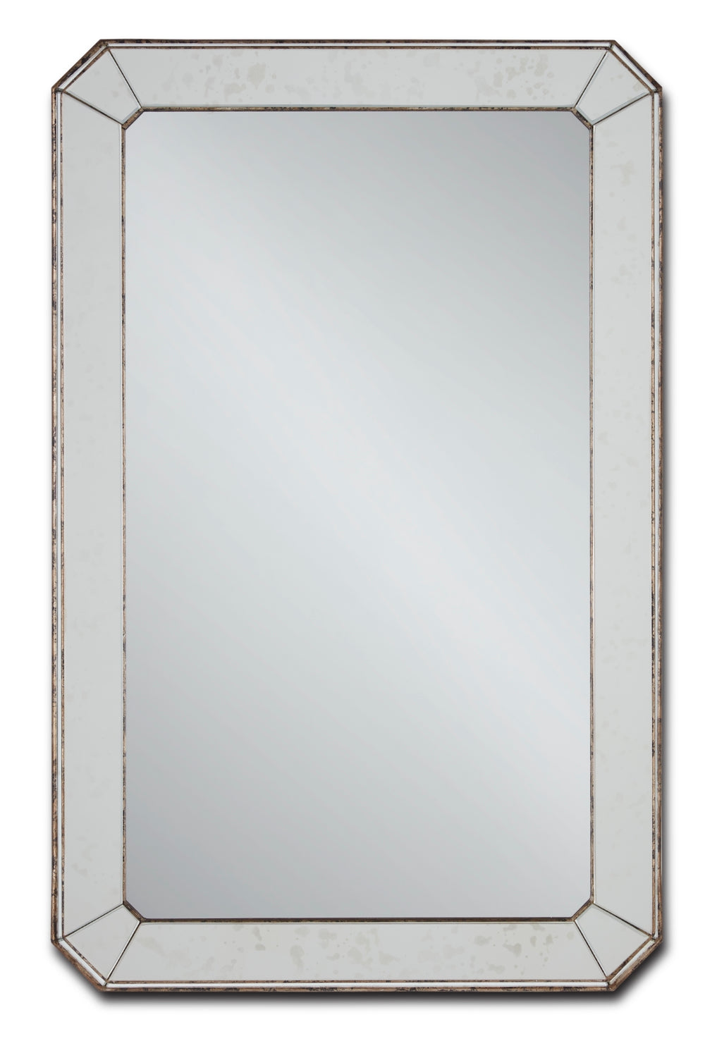 Antiqued Mirror - Elegant Rectangular Design with Mottled Glass Frame for Chic Home Décor & Style