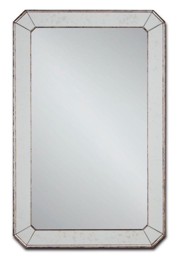 Antiqued Mirror - Elegant Rectangular Design with Mottled Glass Frame for Chic Home Décor & Style