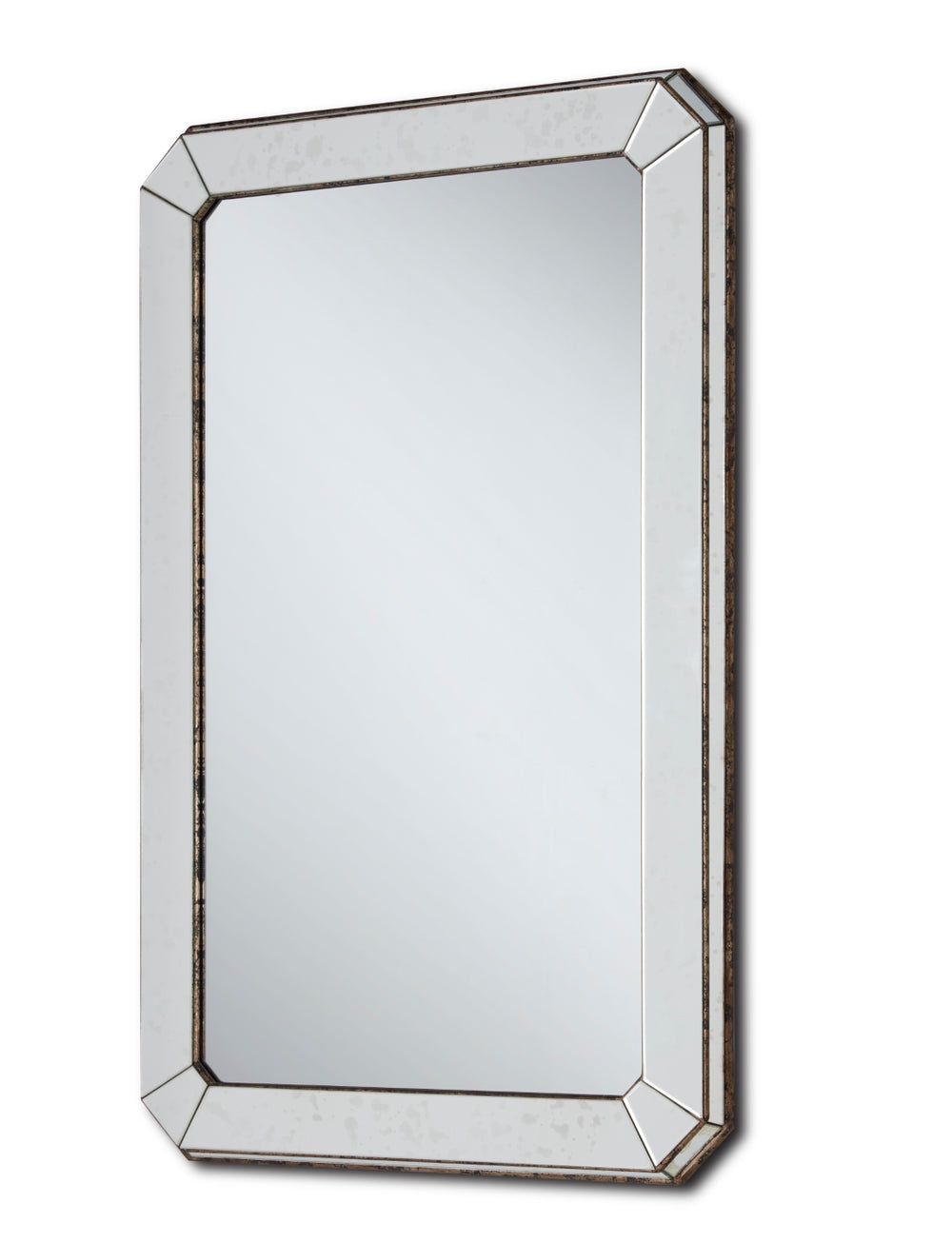 Antiqued Mirror - Elegant Rectangular Design with Mottled Glass Frame for Chic Home Décor & Style