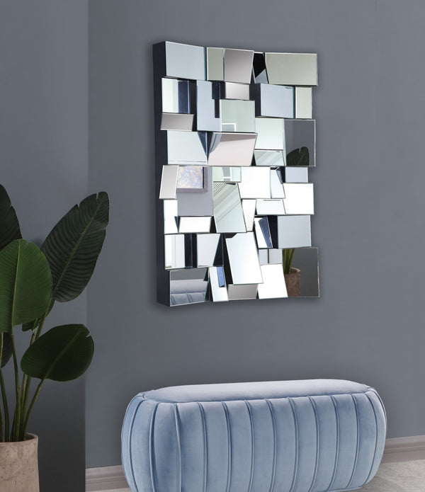 Action Glass / Engineered Wood Contemporary  Mirror - 47" W x 4.5" D x 31.5" H
