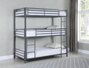 Maynard Casual Metal Triple Bunk Bed Gunmetal