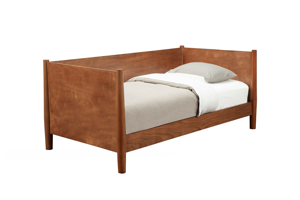 Alpine Furniture Flynn Mid Century Modern Twin Size Day Bed, Acorn 966-09T Acorn Mahogany Solids & Okoume Veneer 44 x 82 x 35
