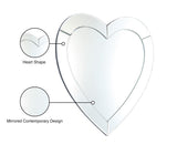 Heart Glass / Engineered Wood Contemporary  Mirror - 35.5" W x 1" D x 33.5" H