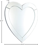 Heart Glass / Engineered Wood Contemporary  Mirror - 35.5" W x 1" D x 33.5" H