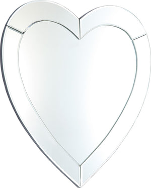 Heart Glass / Engineered Wood Contemporary  Mirror - 35.5" W x 1" D x 33.5" H