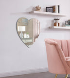 Heart Glass / Engineered Wood Contemporary  Mirror - 35.5" W x 1" D x 33.5" H