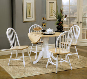 Casual 5-piece Drop Leaf Dining Set Natural Brown and White