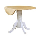 Country Rustic Drop Leaf Round Dining Table - Elegant Two-Tone Design for Cozy Spaces & Gatherings