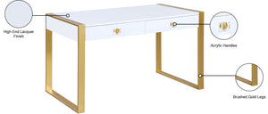 Victoria Acrylic / Engineered Wood / Iron Contemporary White / Gold Desk/Console - 51.5" W x 27.5" D x 30" H