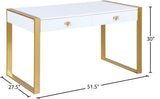 Victoria Acrylic / Engineered Wood / Iron Contemporary White / Gold Desk/Console - 51.5" W x 27.5" D x 30" H