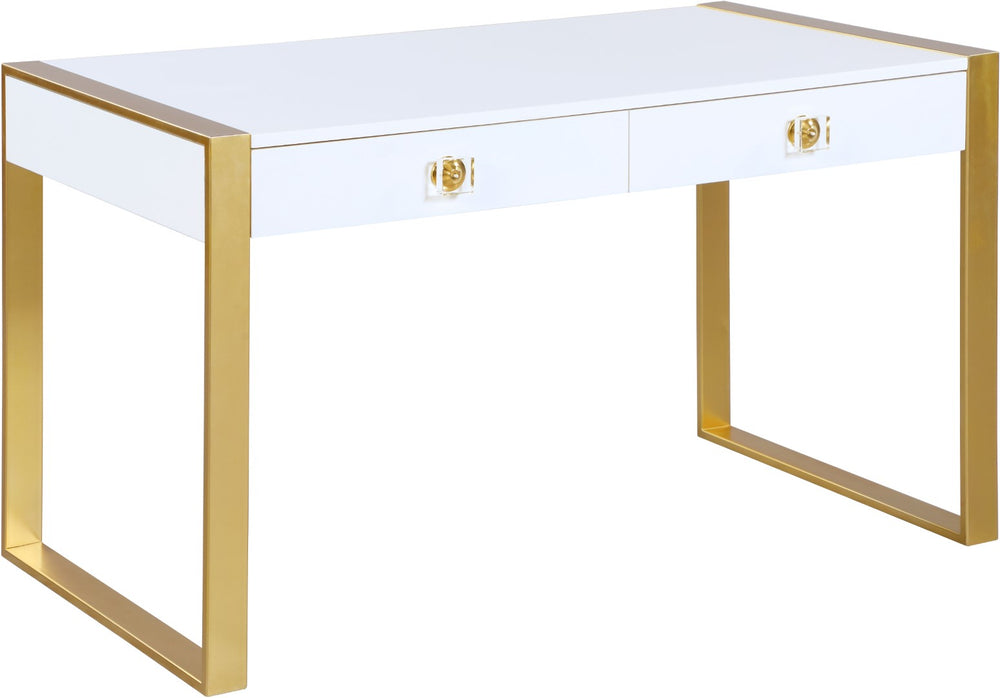Victoria Acrylic / Engineered Wood / Iron Contemporary White / Gold Desk/Console - 51.5" W x 27.5" D x 30" H