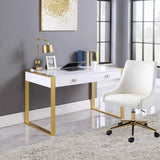 Victoria Acrylic / Engineered Wood / Iron Contemporary White / Gold Desk/Console - 51.5" W x 27.5" D x 30" H