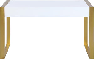 Victoria Acrylic / Engineered Wood / Iron Contemporary White / Gold Desk/Console - 51.5" W x 27.5" D x 30" H