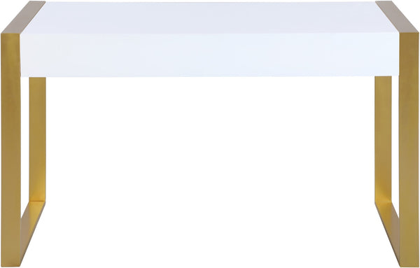 Victoria Acrylic / Engineered Wood / Iron Contemporary White / Gold Desk/Console - 51.5" W x 27.5" D x 30" H