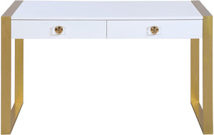 Victoria Acrylic / Engineered Wood / Iron Contemporary White / Gold Desk/Console - 51.5" W x 27.5" D x 30" H