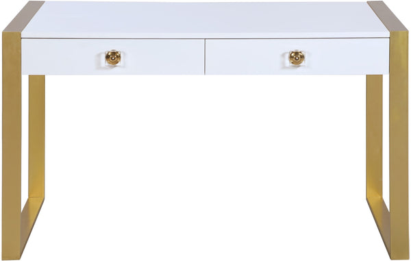 Victoria Acrylic / Engineered Wood / Iron Contemporary White / Gold Desk/Console - 51.5" W x 27.5" D x 30" H